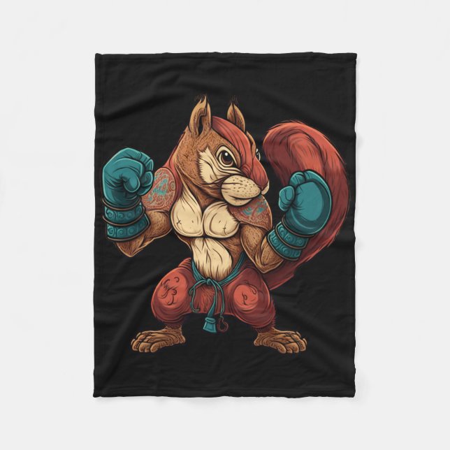 Cobertor De Velo Esquilo Kickboxer Boxe Luvas de Boxe Mma Kickbo (Frente)