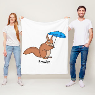 Cobertor De Velo Esquilo vermelho bonito com desenho animado