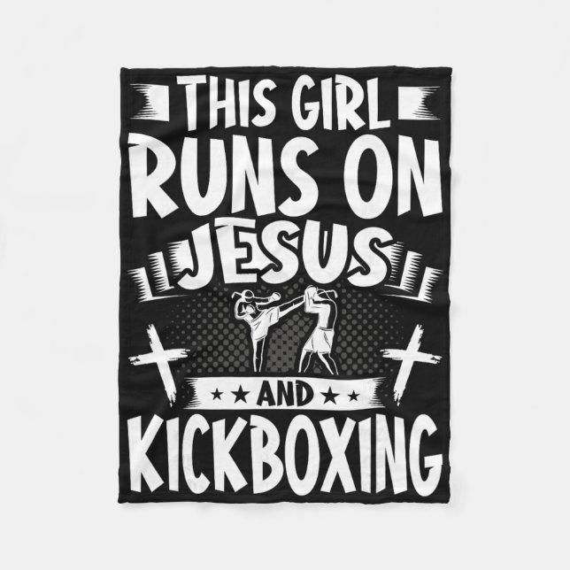 Cobertor De Velo Essa Garota Corre Com Jesus E Kickboxing  (Frente)