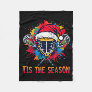 Cobertor De Velo Esta É A Época Lacrosse Mask Santa Hat Christmas S
