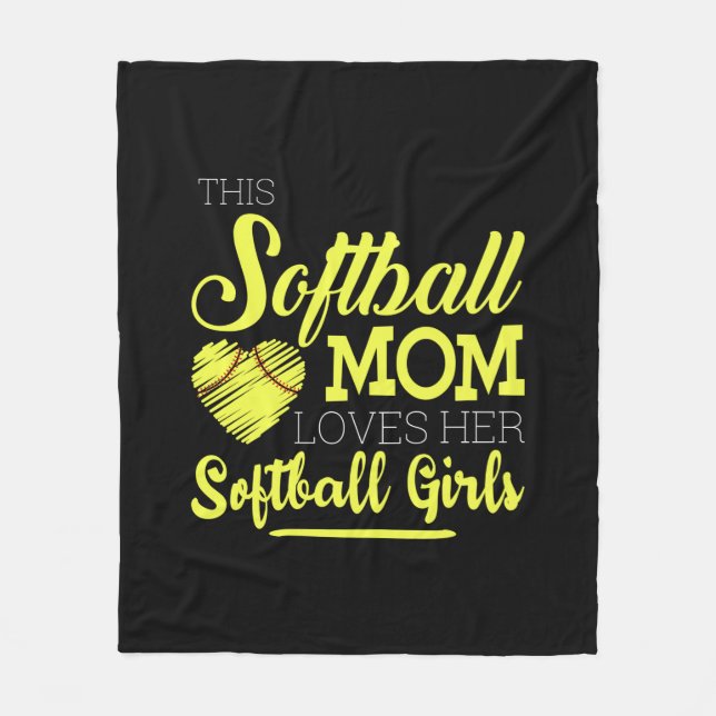 Cobertor De Velo Esta mãe de softball ama as suas "Moças de Softbal (Frente)