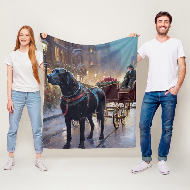 Cobertor De Velo Estação Festiva de Natal Black Labrador (In Situ)