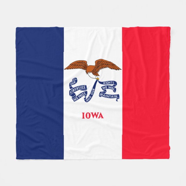 Cobertor De Velo Estado de Iowa Flag Design (Frente (Horizontal))