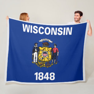 Cobertor De Velo Estado do Wisconsin Flag Impressão Patriotc