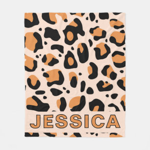 Cobertor De Velo Estampa Clássica de Leopardo Laranja Preto