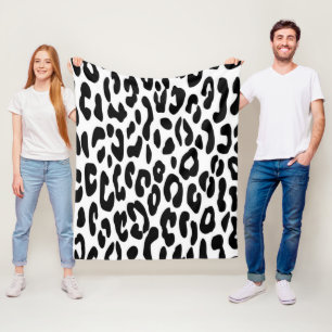 Cobertor De Velo Estampa Clássica de Leopardo Preto e Branco