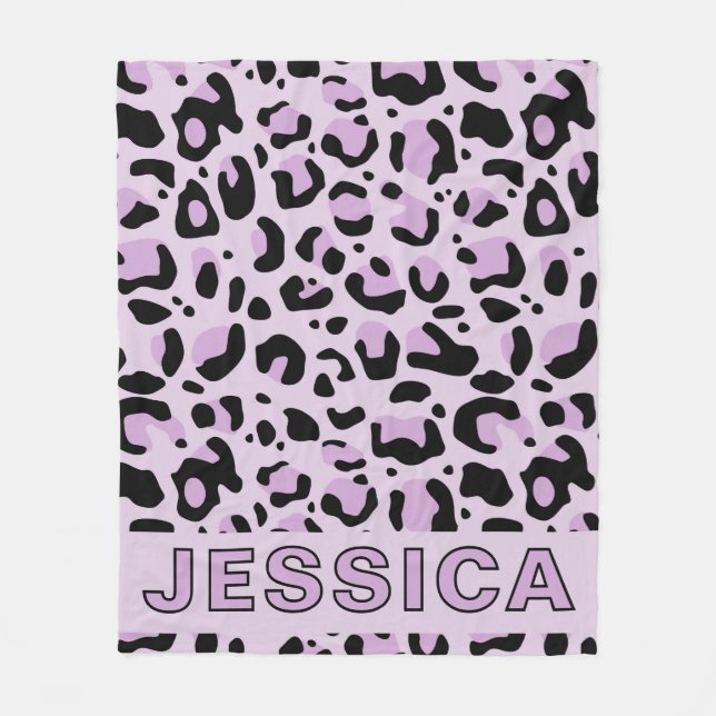 Cobertor De Velo Estampa de leopardo rosa lavanda clássica (Frente)