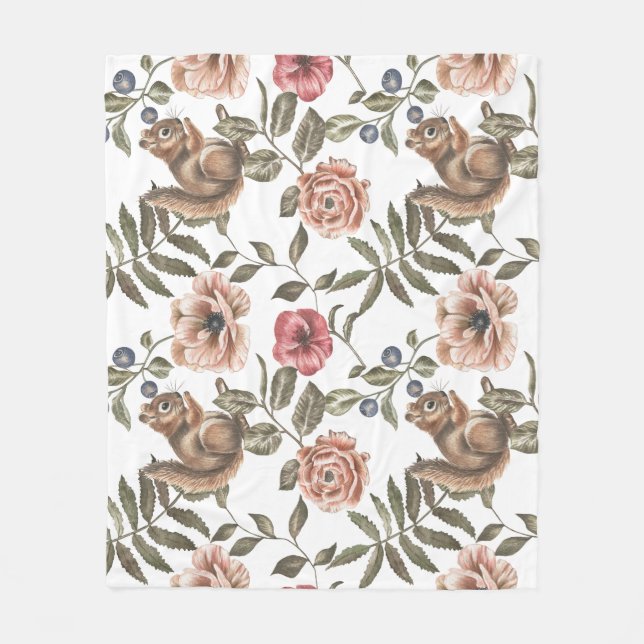 Cobertor De Velo Estampa Floral Esquilo (Frente)