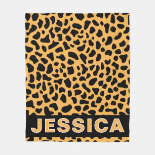 Cobertor De Velo Estampa Personalizada de Leopardo Nome Personaliza