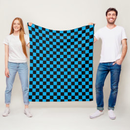 Cobertor De Velo Estampa Xadrez Azul e Preto