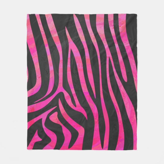 Cobertor De Velo Estampa Zebra Preto e Rosa Neon (Frente)