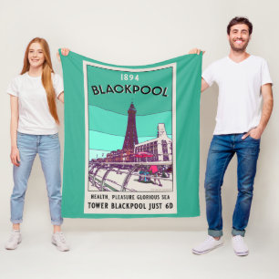 Cobertor De Velo Estância Balnear Blackpool Inglaterra Arte Vintage