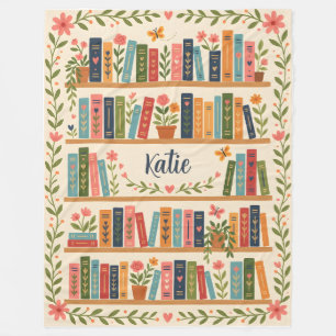Cobertor De Velo Estante Floral de Livros Leitora de Livros Querida