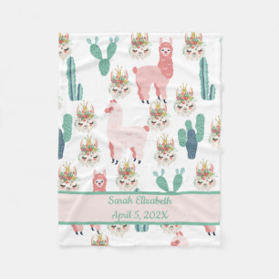 Cobertor De Velo Estatísticas de Bebê Llamas Rosa e Cacto Verde Beb