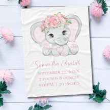 Estatísticas de Nascimento Elefante Bebê Rosa Bebê