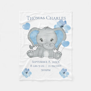 Cobertor De Velo Estatísticas de Nascimento Personalizadas Elefante