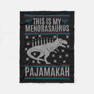 Cobertor De Velo Este É Meu Menorah-Surus Feliz Hanukkah Dinossaur