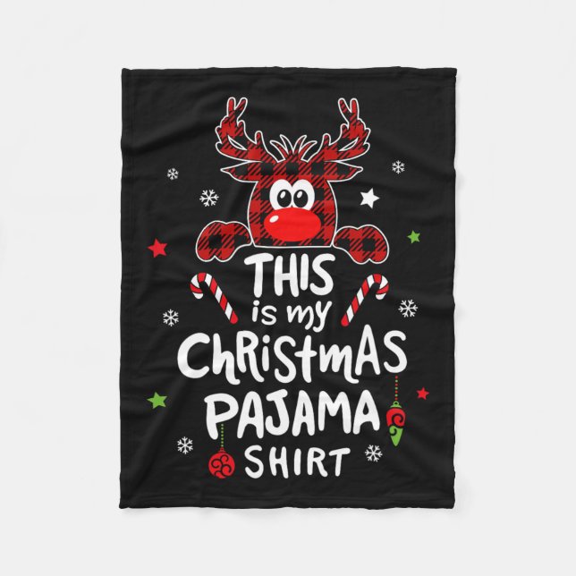 Cobertor De Velo Este É Meu Pijama De Natal Diversão Renas De Natal (Frente)