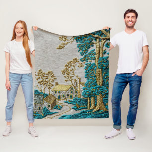 Cobertor De Velo Estilo Antigo Azul Turquesa + Cor Dourada Rural