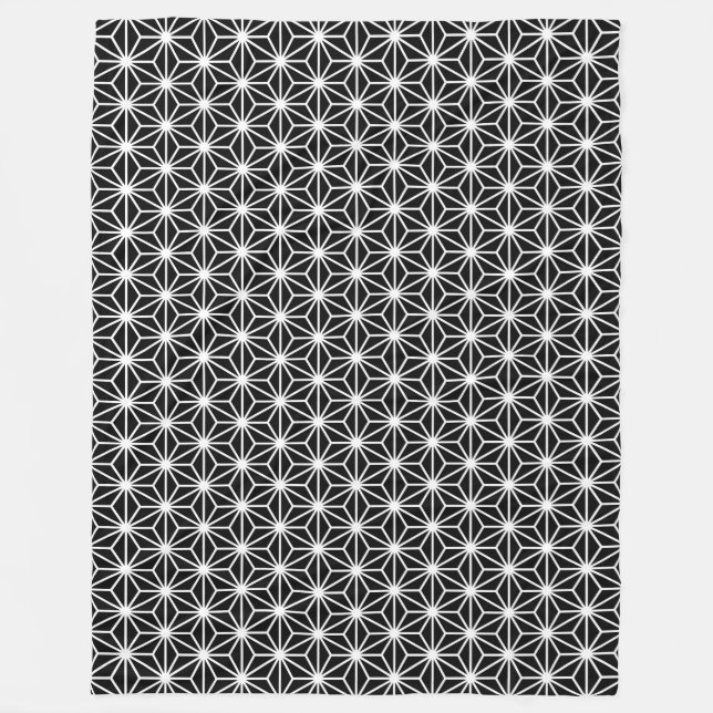 Cobertor De Velo Estilo Asanoha - Branco no Preto (Frente)