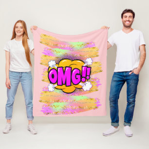 Cobertor De Velo Estilo de banda desenhada Pop Retro Amarelo Roxo O