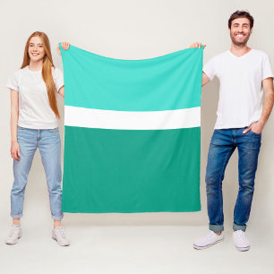 Cobertor De Velo Estilo de Bloco de Cor Branco Turquesa Design