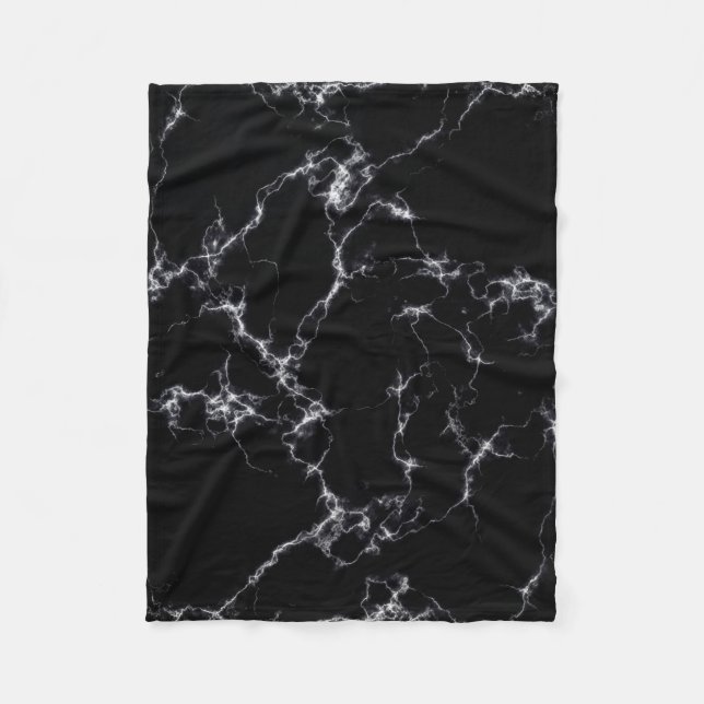 Cobertor De Velo Estilo de mármore elegante 4 - preto e branco (Frente)