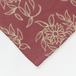 Cobertor De Velo Estilo étnico Miniimpressão Beige Floral em Maroon