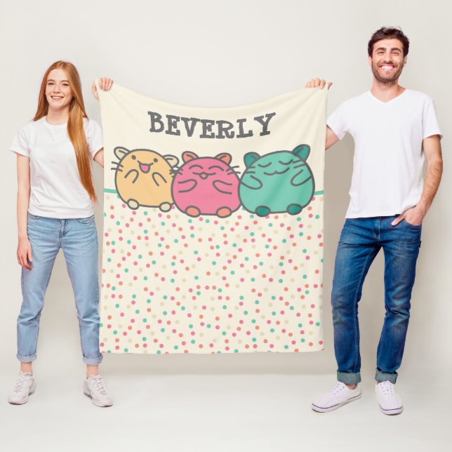 Cobertor De Velo Estilo Kawaii Bonito Hamsters Personalizados (In Situ)