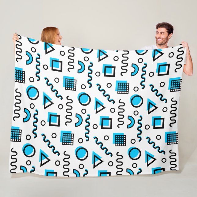 Cobertor De Velo Estilo Memphis - Padrão Geométrico 110719 - Azul-C (In Situ)