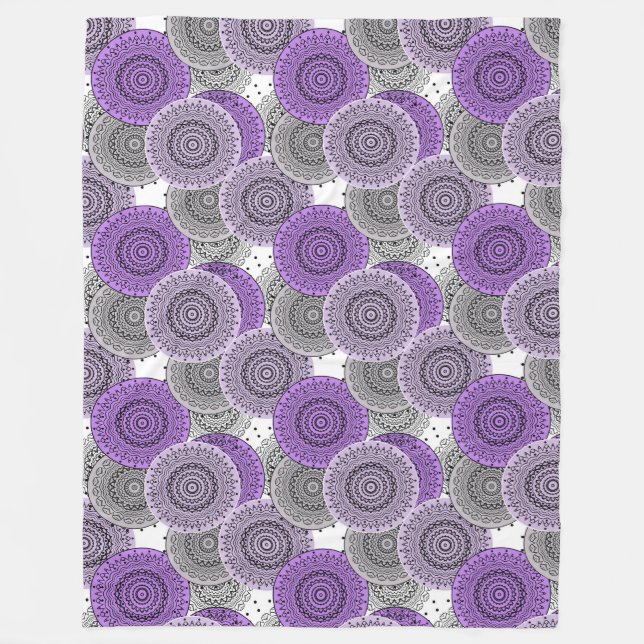 Cobertor De Velo Estilo oriental de mandala árabe com padrão roxo r (Frente)