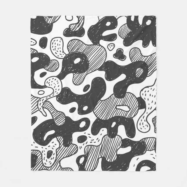 Cobertor De Velo Estilo Preto da Camuflagem de abstrato Doodle (Frente)