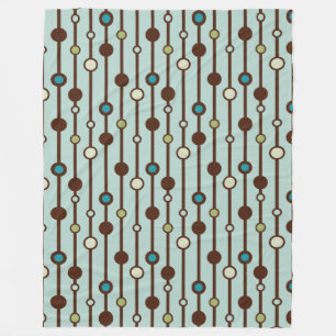Cobertor De Velo Estilo Retro Círculos e Linhas Marrom Aqua