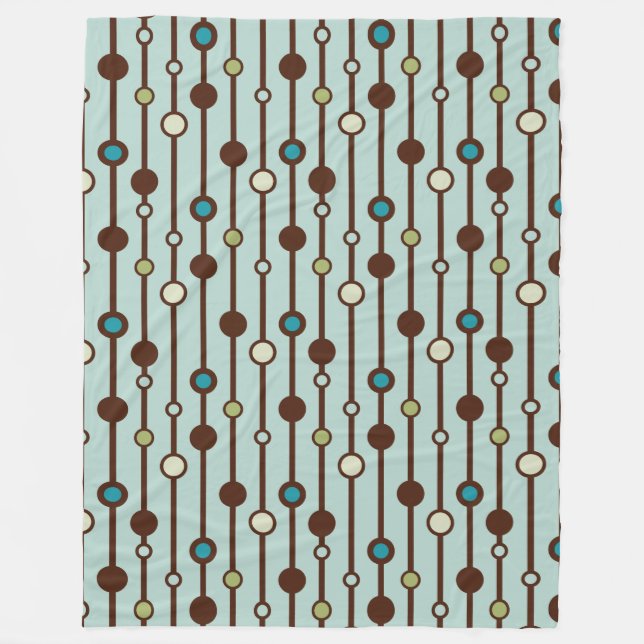 Cobertor De Velo Estilo Retro Círculos e Linhas Marrom Aqua (Frente)