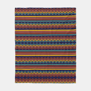 Cobertor De Velo Estilo Retro dos Anos 70 com Listras Chevron em Az
