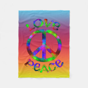 Cobertor De Velo Estilo Retro, Paz e Amor Tie-Dye