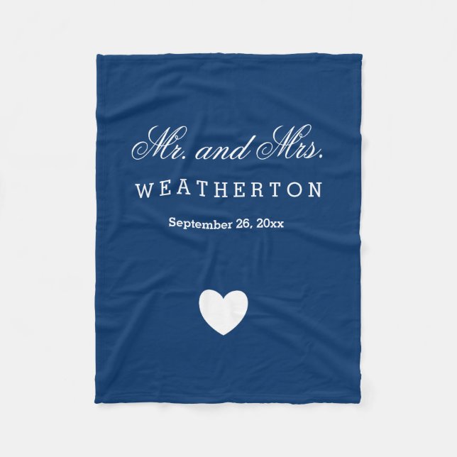 Cobertor De Velo Estilo Simples Sr. e Sra Nomes Casados Data A32 (Frente)