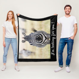 Cobertor De Velo Estou à tua procura, Zebra, com uma mensagem.