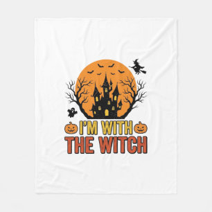 Cobertor De Velo Estou Com A Bruxa Design de Castelo de Halloween V