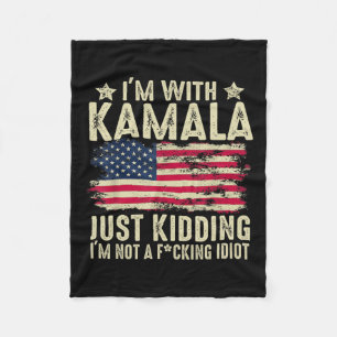 Cobertor De Velo Estou com Kamala Só Brincando Não É Idiota Diverti