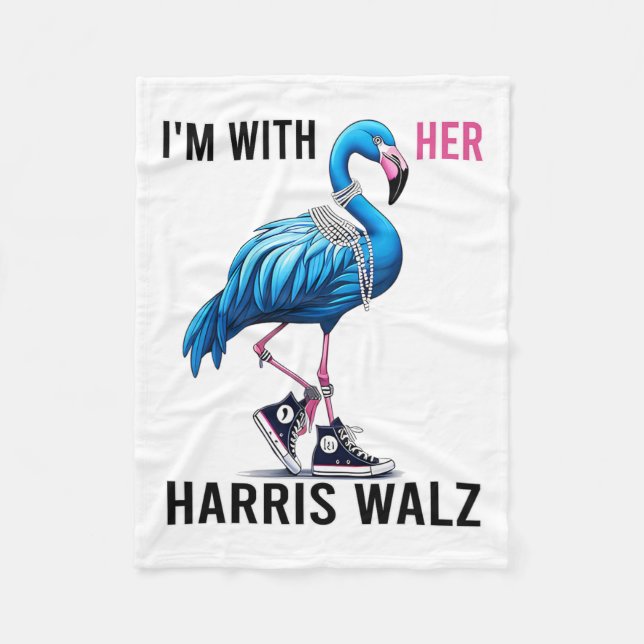 Cobertor De Velo Estou com o Harris W Flamingo Vote Blue (Frente)