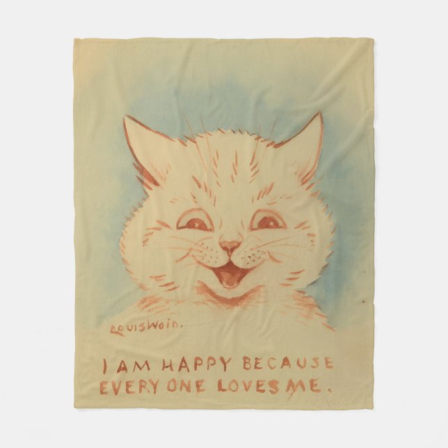 Cobertor De Velo Estou Feliz Porque Todo Mundo Me Ama (Louis Wain) (Frente)