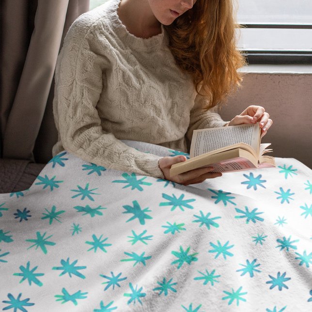 Cobertor De Velo Estrelas aquarelas - turquesa (Criador carregado)