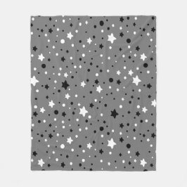 Cobertor De Velo Estrelas brancas e pretas nas Cinzas
