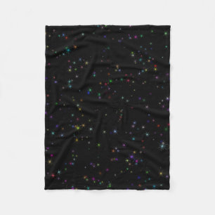 Cobertor De Velo Estrelas coloridas espumantes no design negro céu