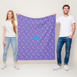 Cobertor De Velo Estrelas cor-de-rosa dos unicórnios roxos