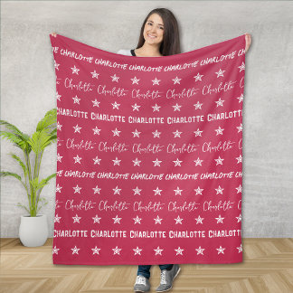 Cobertor De Velo Estrelas de Padrão de Monograma Rosa