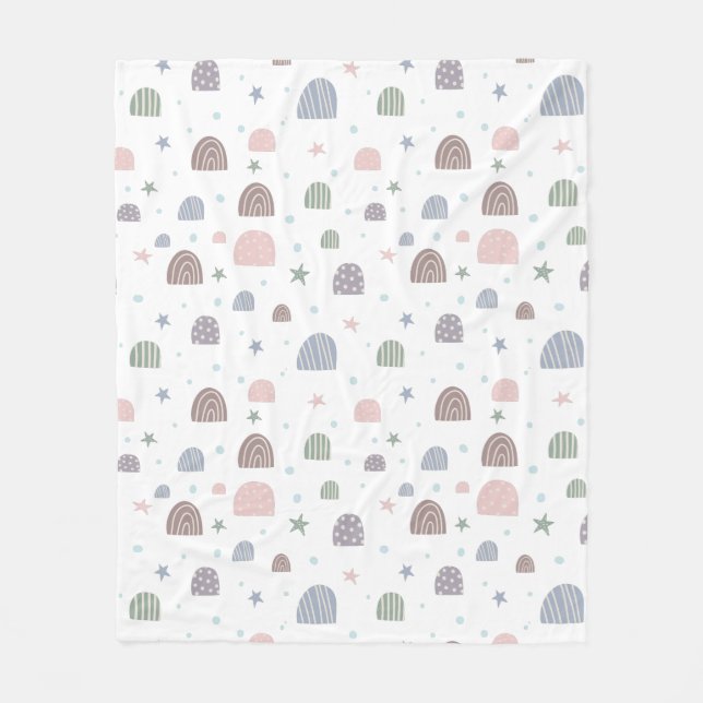Cobertor De Velo estrelas do arco-íris pastel moderno (Frente)