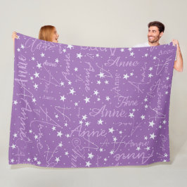 Cobertor De Velo Estrelas do Céu Ultra Violeta (com seu nome)