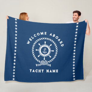 Cobertor De Velo Estrelas do nó de roda náutica branco-marinho azul